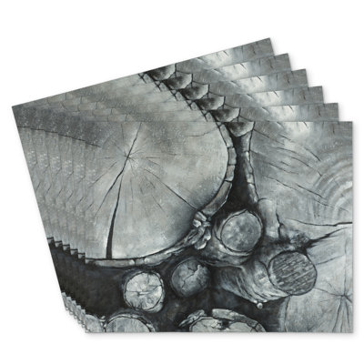 Textured Wooden Logs Polyester Eiver - Set of 6, Home Decor