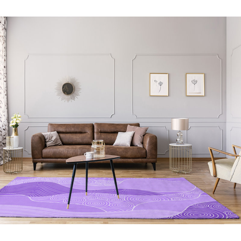 Tapis mauve à la main vagues, Rectangle 9 pi x 12 pi
