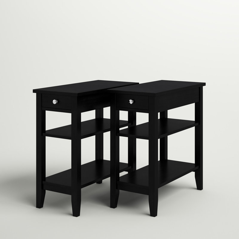 Holtman End Table Set with Storage, Black