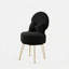 Vanity Storage Ottoman Stool with Fold-Down Backrest, Cozy Sherpa Upholstered Makeup Chair with Bow Pillow, Gold Metal Legs, 9L Hidden Storage, Black