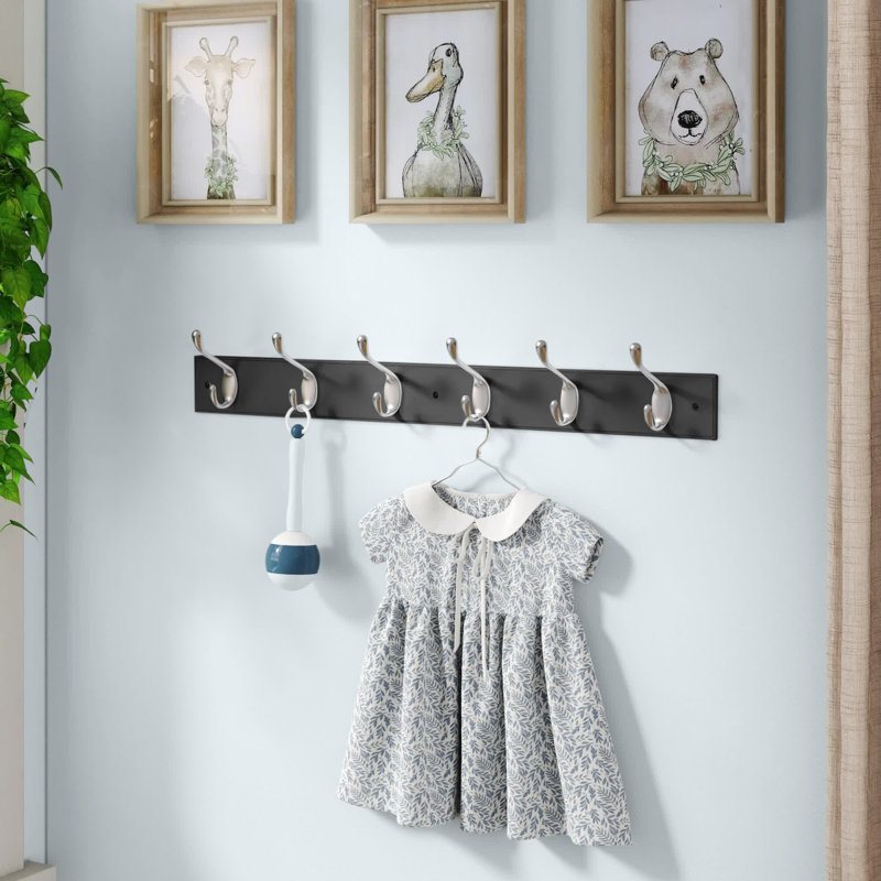 Wall 6 - Hook Wall Mounted Coat Rack, Black