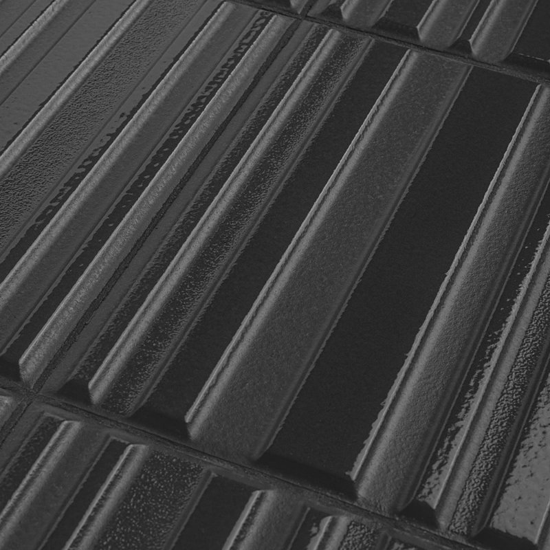 Sydney 8X16 3D Glossy And Matte Mixed Finish Ceramic Tile, Dark Gray