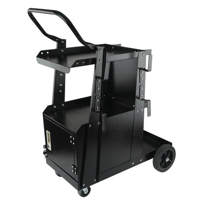 Welding Cart 2-Tier Iron 30.71 x 16.93 x 4.72 inches 1 Pack Black with Lockable Cabinet and Gas Cylinder Storage