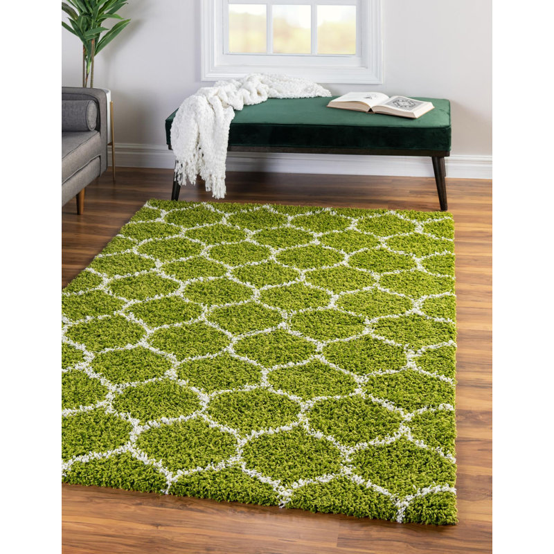 Tapis à poils longs rouge Barrel Studio® Ruby, Rectangle 9 pi x 12 pi