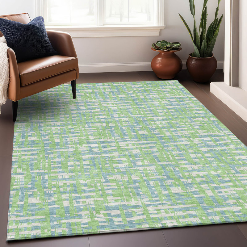 Tapis intérieur / extérieur vert Zarifa , 5' x 7'6"