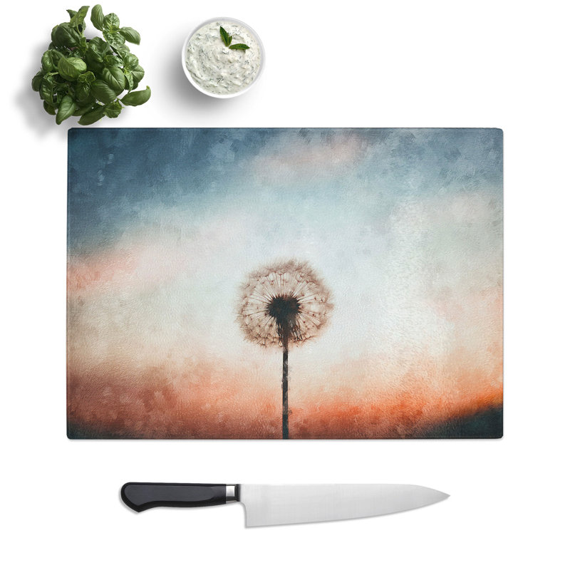Tempered Glass Dandelion Chopping Board, 28.5 cm x 39 cm