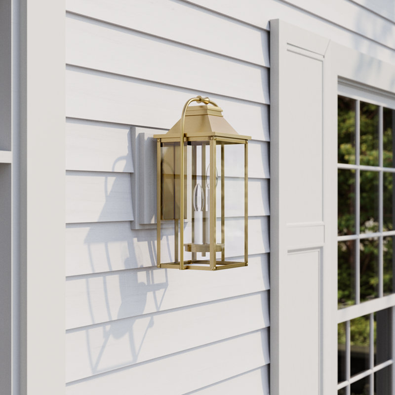 Newson Aluminium Wall Light, 18.25" H x 8.75" W x 7.5" D, Painted Distressed Brass