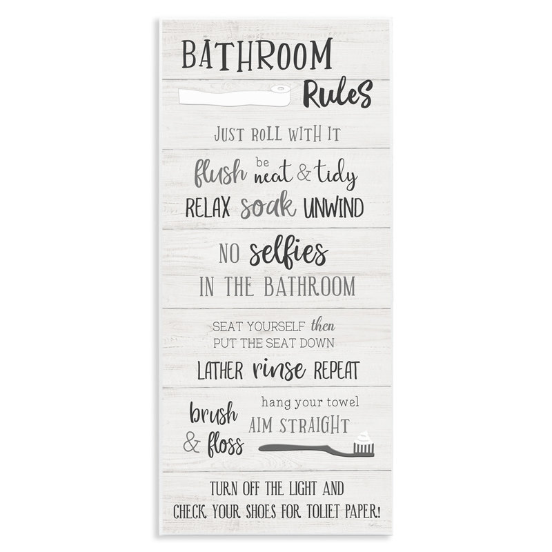 Bathroom Rules Sign Toilet Paper Fun Phrases Giclee Texturized Art By Natalie Carpentieri
