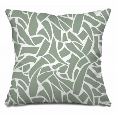 Coussin décoratif abstrait à motif de feuillage, sergé de coton - 12328