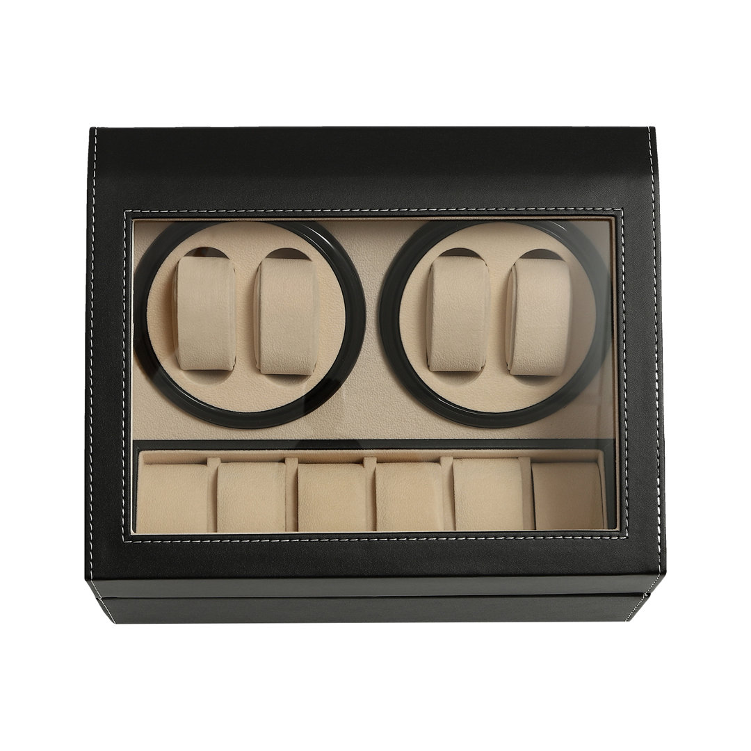 Automatic Rotation 10 Watch PU Display Box W/ Lid Red Barrel Studio® 