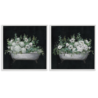Ensemble de 2 giclées sur fond rempli de fleurs blanches par Nan