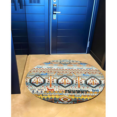 Barcelona Collection Round Multi-Colored Traditional Patterned Woven Base Decorative Rug