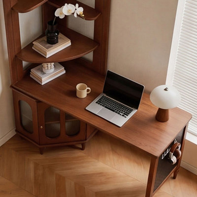 Bureau rectangulaire en bois massif noyer