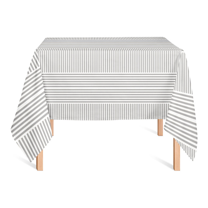 Shameka Striped Square Tablecloth, Gray