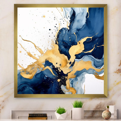 Art mural bleu foncé et or II - Fractals