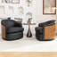 Faux Leather Swivel Barrel Chair-533347387