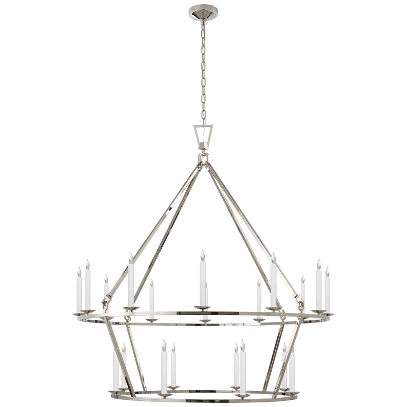 Chapman & Myers Darlana Two-Tier Chandelier, Polished Nickel, 53.25" H x 50" W x 50" D