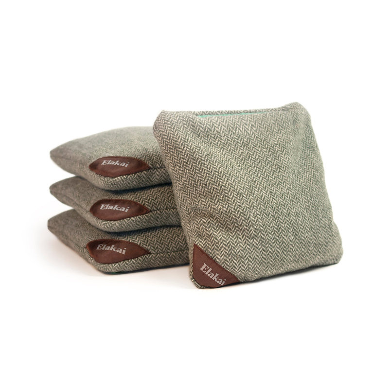 Herringbone Travel-Size Cornhole Bags, Green