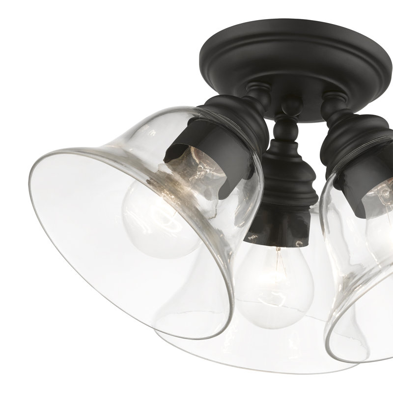 Sanes Large 3-Light 14.5" Semi Flush Mount, Black