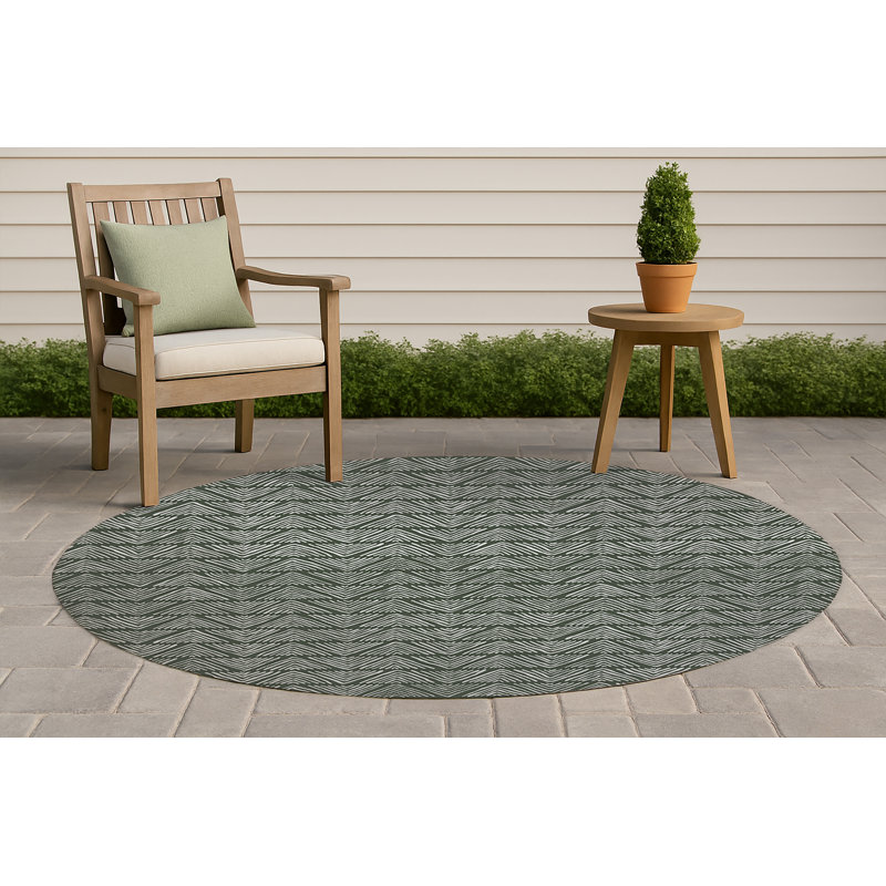 Tapis d'extérieur à rayures antidérapantes Chev, Rond 5 pi