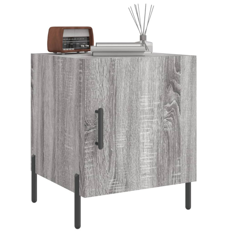 Abeda 40cm W Iron Bedside Table, Grey Sonoma