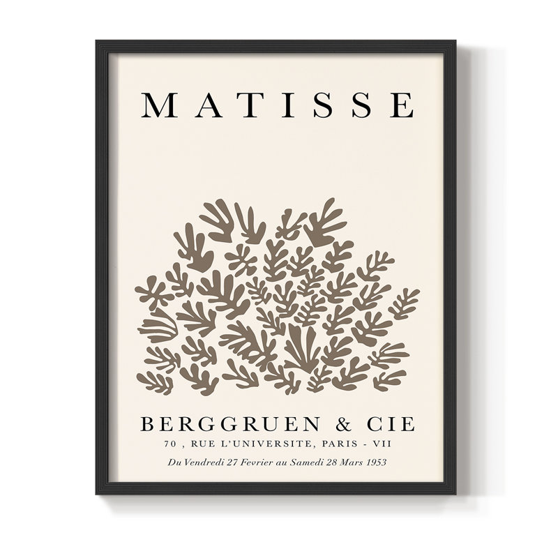 Matisse CCxxI, reproduction encadrée - bois massif, H 20 po x l 16 po, Noir, noir, noir, noir