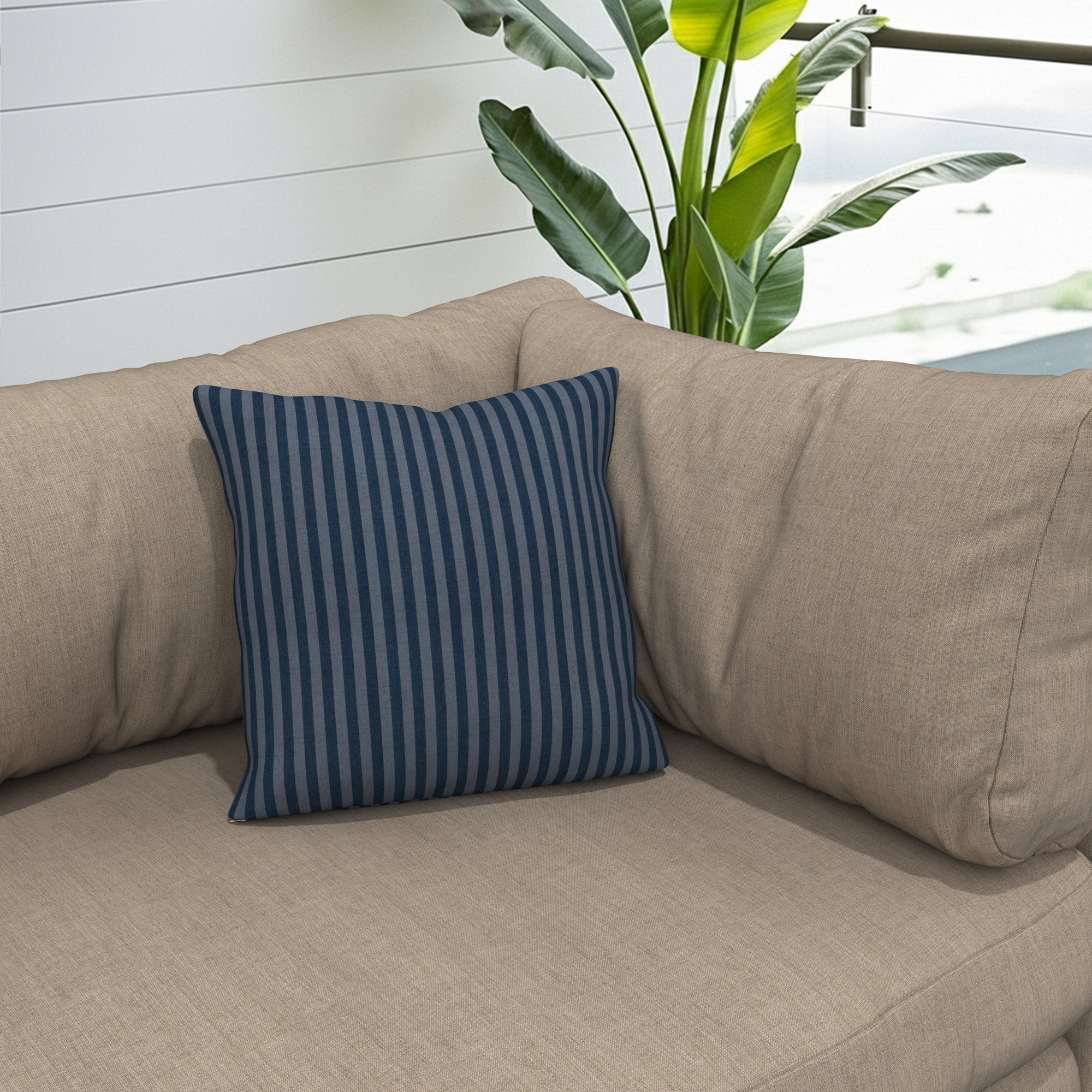 Gabi Indoor/Outdoor Throw Pillow, 16 x 16 x 3, Sail Away Denim