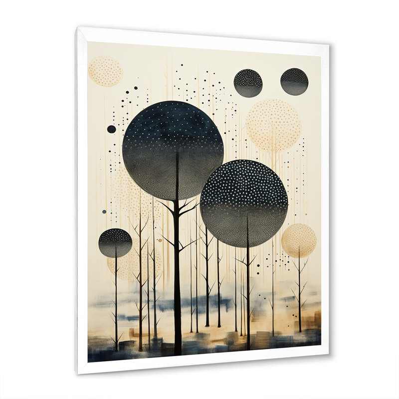 Yalin Gray Beiige Mid Century Minimalist Oasis - reproduction sur toile, H 44 po x l 34 po x P 1,5 po, Cadre photo blanc