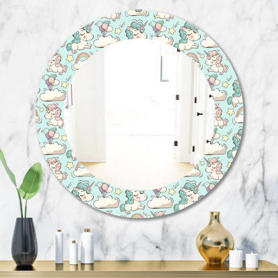 Miroir mural mignon licornes et nuages