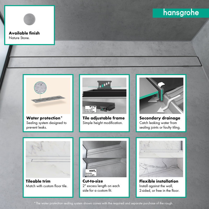 Nature Stone Stainless Steel Linear Shower Drain