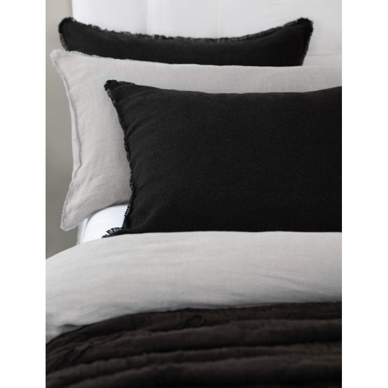 Taie décorative en lin Ranier, asphalte, standard, Twin Extra Long, Black