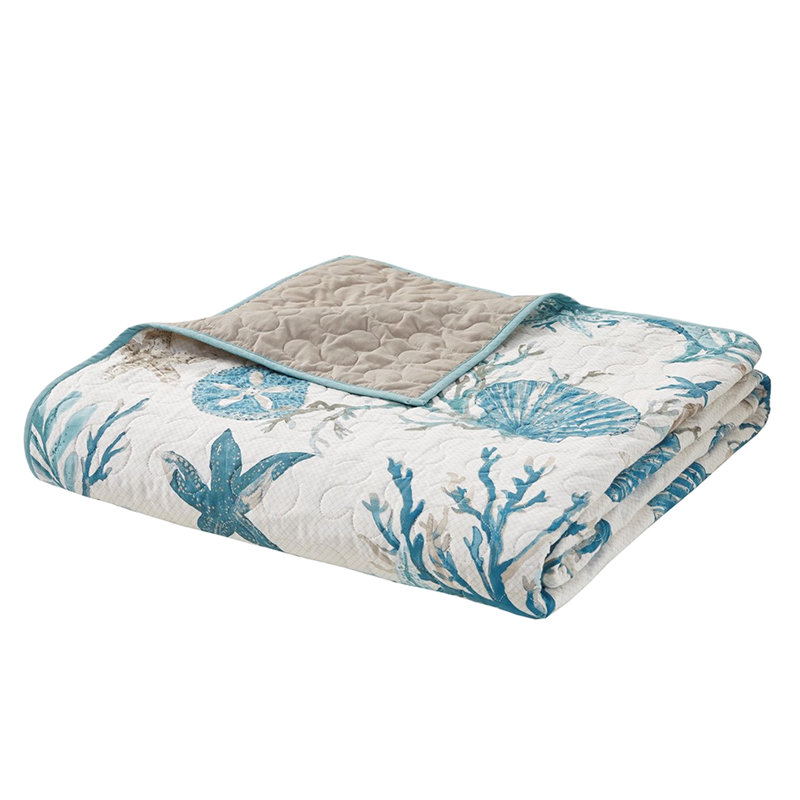 Courtepointe en coton 6 pièces Coastal, King Comforter + 5 Additional Pieces, Aqua