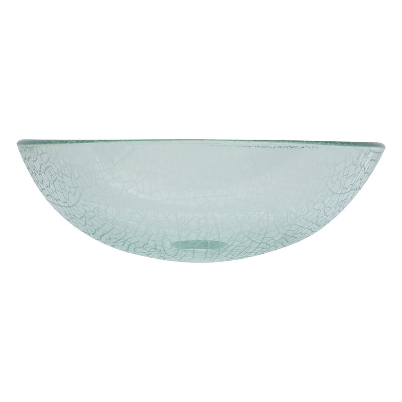 Lavabo de salle de bain vasque en verre trempé rond 16,5 "avec drain