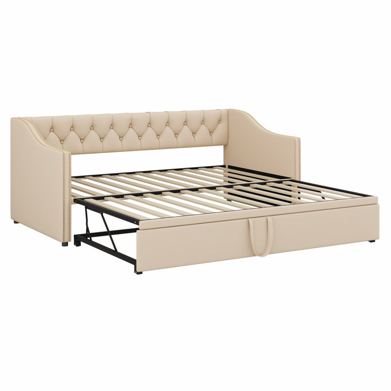 Lit de jour rembourré avec couchette, Beige