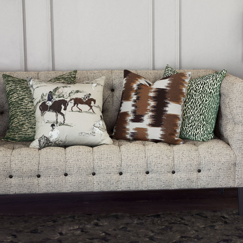 Emerald Green Woven Animal Print Square Pillow