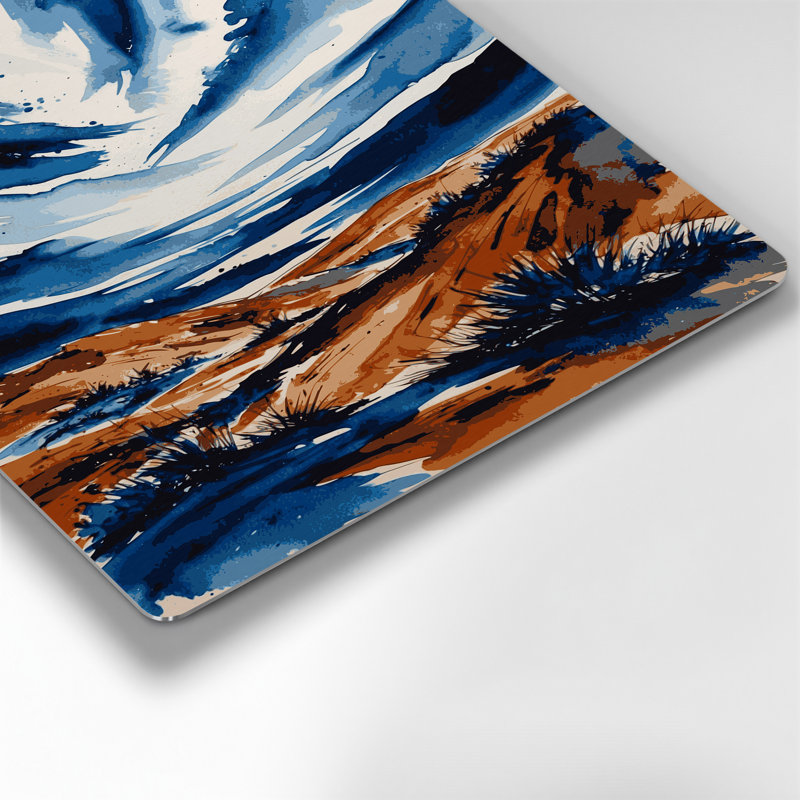 Aquarelle paysage 2, art mural gris en métal, H 14 po x l 11 po