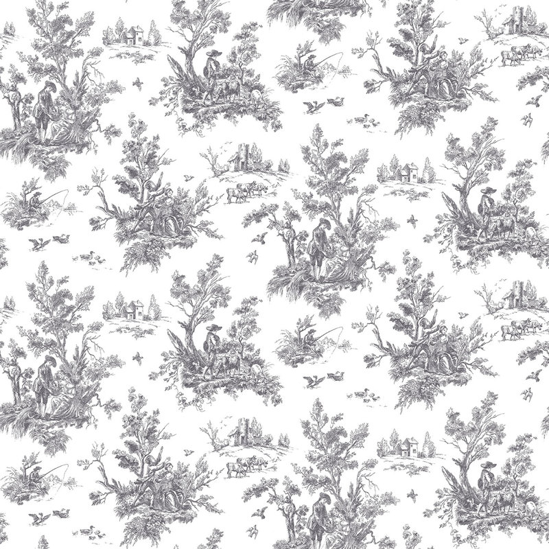 Garretson 10m x 52.8cm Satin Wallpaper Roll, Black