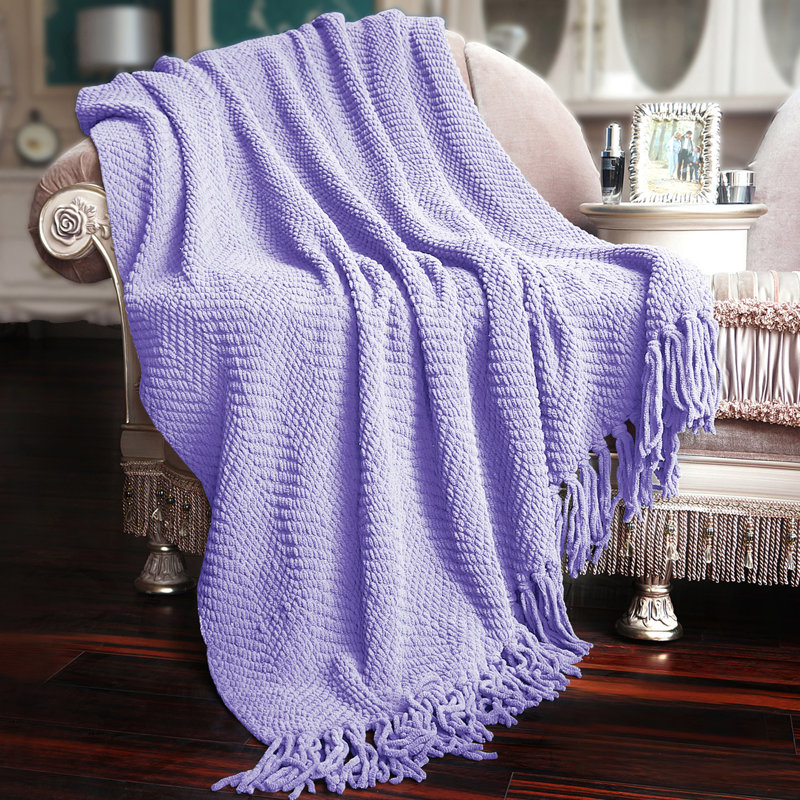 Silver Blue Knitted Polyester Throw Blanket 50'' x 60''