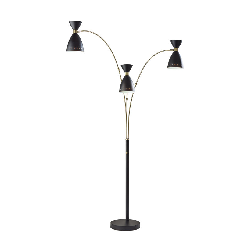 Bimini 82'' Arched Floor Lamp, Black/Brass, Black
