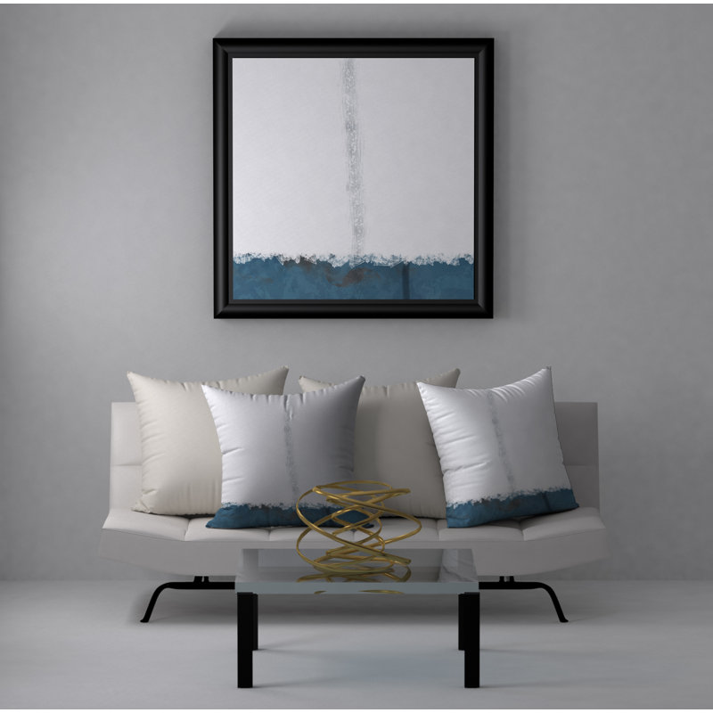 Housse et insert de coussin carré Thrilling, H 24 po x l 24 po, Bleu / blanc