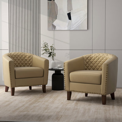 Faux Leather Barrel Chair