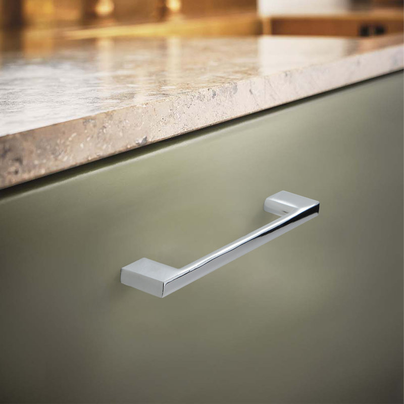 Slim Style 3-3/4 in. (96 mm) Center-to-Center Modern Polished Chrome Cabinet Handle/Pull (5-Pack), Polished Chrome, 3 3/4"