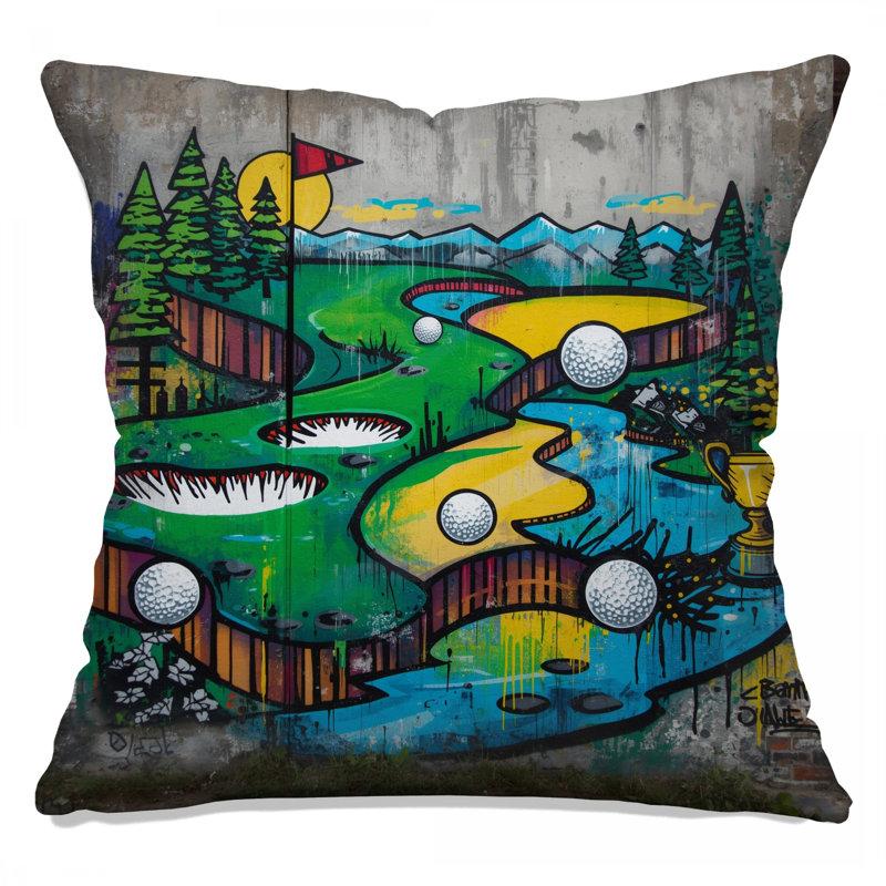 Golf Course Graffiti Double Sided Throw Pillows, 26 x 26 inches