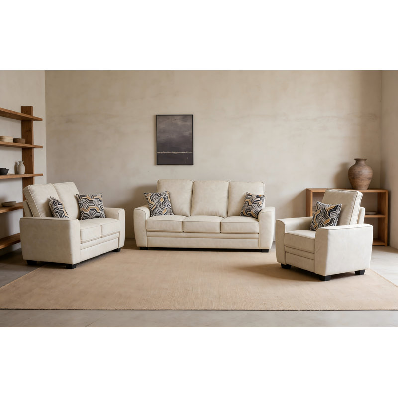 Ensemble de canapé beige 3 pièces Leathaire Fabrics, Beige