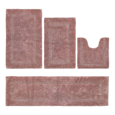 Ensemble de tapis pour salle de bain 100% coton Lux Premium 2370 GSM, lavable à la machine, super absorbant et tapis de bain réversible en tissage touffeté pour salle de bain, douche et baignoire, tapis certifiés Oeko-Tex, rose