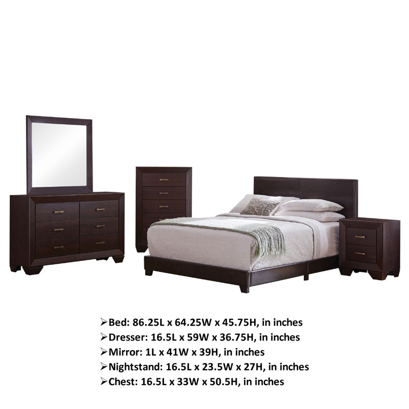 Ensemble de chambre à coucher 5 pièces Desy, Grand lit