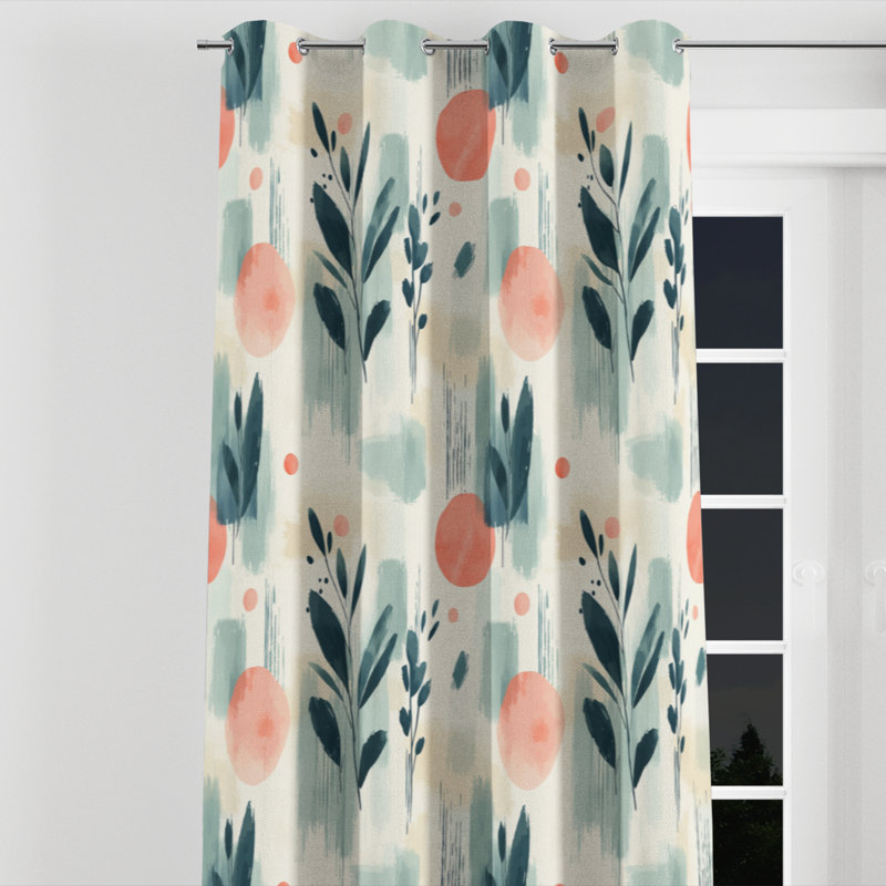 Abstract Velvet Curtains - Green Bahre Grommet Curtain - 1 Panel, 52" W x 84" L, Silver Grommets