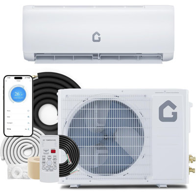 9000 BTU Mini Split Air Conditioner, 18.5 SEER2 208-230v Ductless AC for Up to 450 Sq.Ft, Inverter Heat Pump System with Complete Installation Kit, WiFi & Remote Control