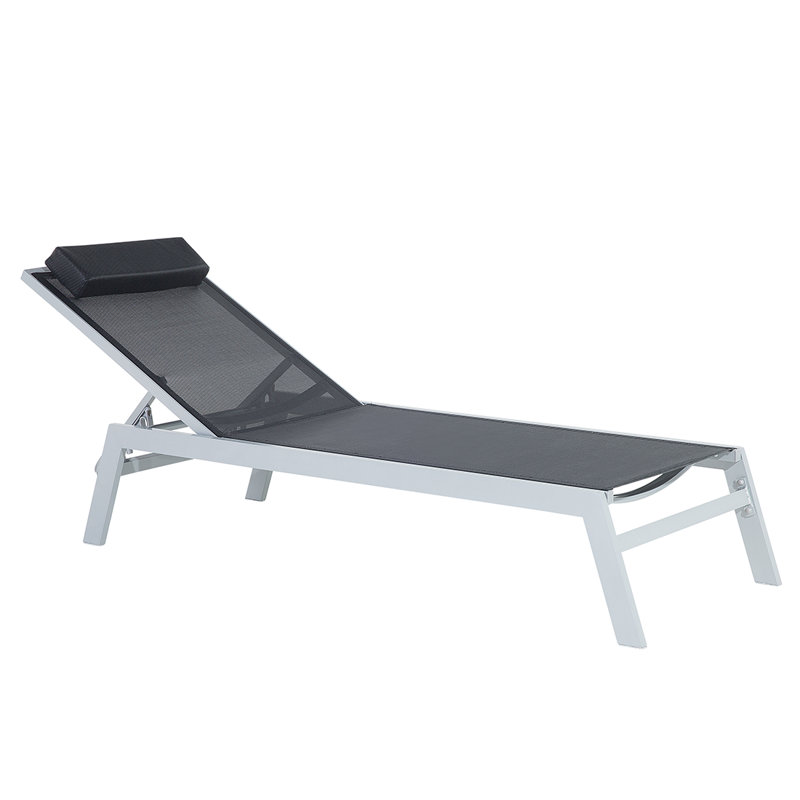Catania 50cm Long Reclining Single Chaise with Cushions, Black