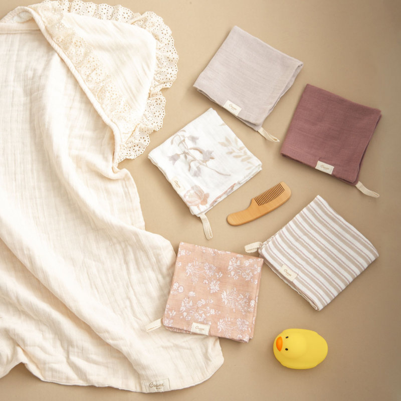 Violet 5-Piece Cotton Baby Washcloth Set